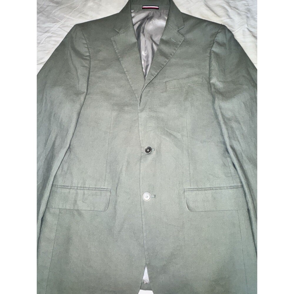 Men Tommy Hilfiger Green Color Sport Coat Size 40L Excellent Shape Any Occasion